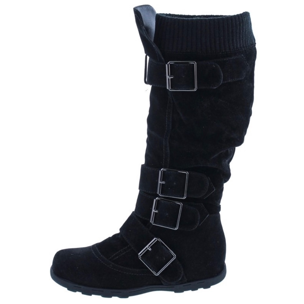 Womens Knee High Faux Suede Flat Boots
